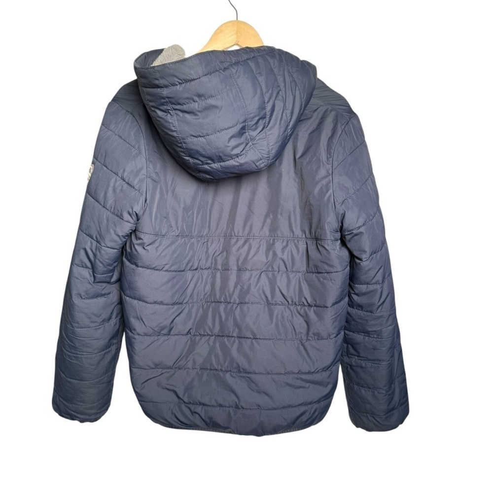 Abercrombie Kids Fleece Lined Puffer Coat Jacket Boys 15/16 Navy Water Resistant - Picture 3 of 15